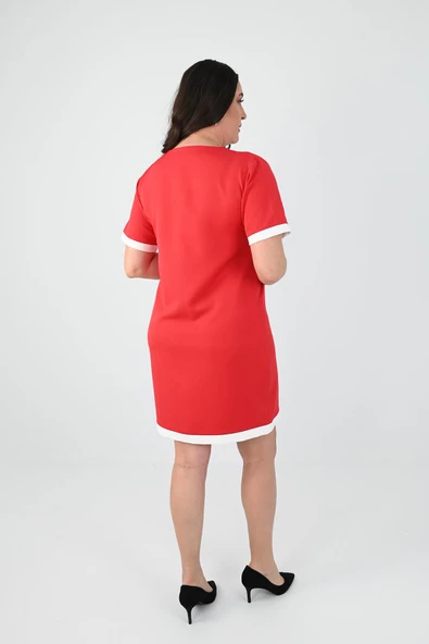 Kadın Büyük Beden Düğme Detaylı Elbise 5205-24 - 8