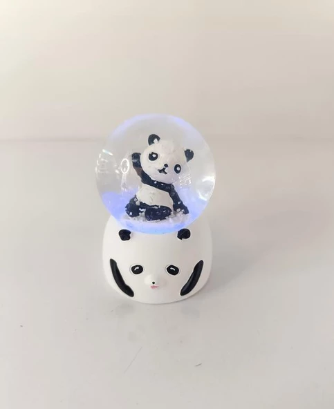 Kar Küresi Sevimli Ayıcık Işıklı Kar Küresi Ev Ofis Dekor Biblo Obje - 3