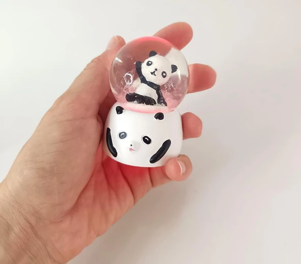 Kar Küresi Sevimli Ayıcık Işıklı Kar Küresi Ev Ofis Dekor Biblo Obje - 2