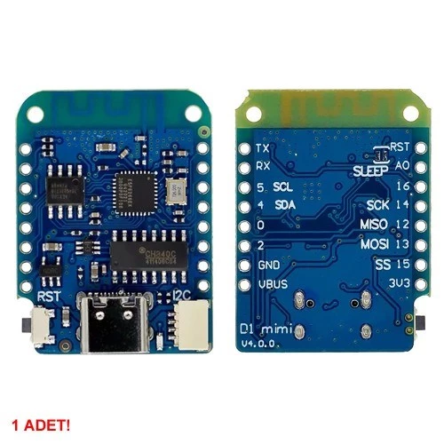 WEMOS D1 Mini V4.0.0 ESP8266 Geliştirme Kartı - USB Type-C