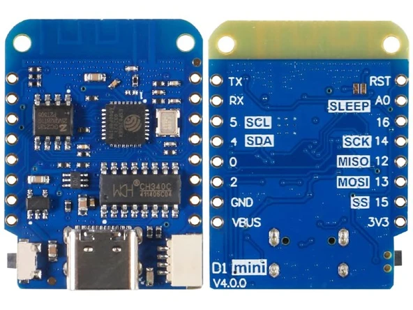 WEMOS D1 Mini V4.0.0 ESP8266 Geliştirme Kartı - USB Type-C - 6
