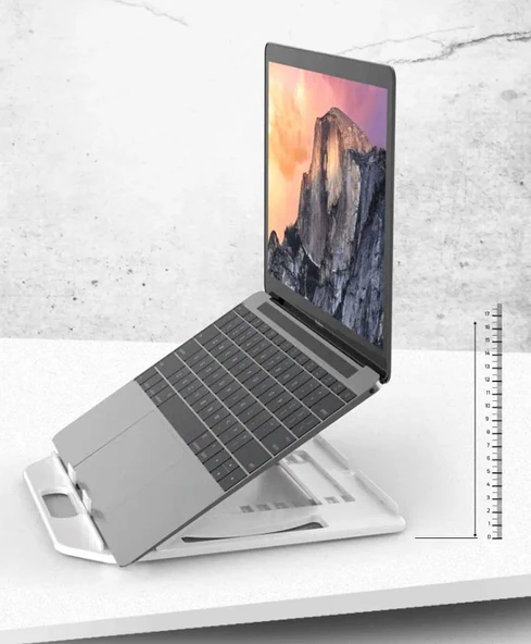 Coofbe Plastik 360° Döner Masaüstü Laptop Standı Ve Telefon Tutucu Yükseklik Ayarlı Laptop Tutucu - 5