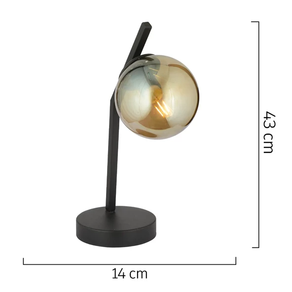 Apliqa Feris Siyah  Bal Camlı Masa Lambası Salon-Yatak Odası Modern Retro Abajur - Resim 3