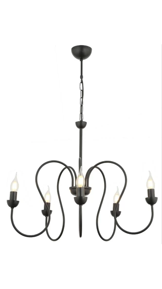 Apliqa Flor 5Li Siyah Modern Yatak Odası Mutfak Salon Avize - 3