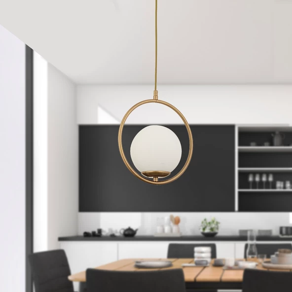 Apliqa Luis Tekli Eskitme Sarkıt Beyaz Camlı Modern Sarkıt Mutfak Salon Sarkıt Avize - 2