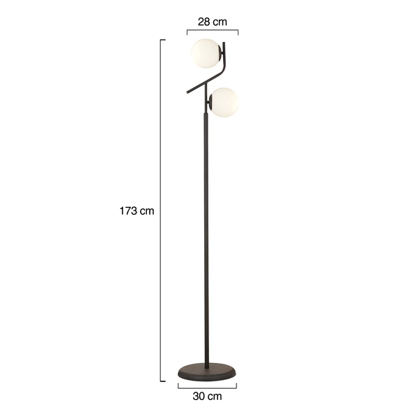 Apliqa Velar Siyah Beyaz Camlı Modern Tasarım Metal Lambader - 9