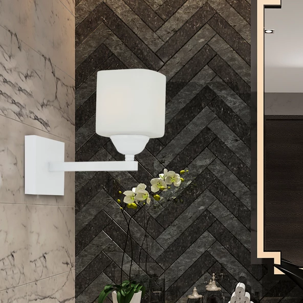 Apliqa Minel Beyaz Duvar Lambası Yatak Odası-Yatak Başı-Banyo İçin Modern Aplik - 2