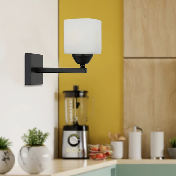 Apliqa Minel Siyah Duvar Lambası Yatak Odası-Yatak Başı-Banyo İçin Modern Aplik - 2