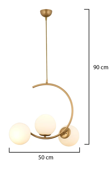 Apliqa Ladre 3Lü Beyaz Camlı Eskitme Boyalı Modern Sarkıt, MutfakYatak odası Salon Avize - Resim 6