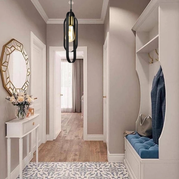 Apliqa Koza Tekli Siyah Spor Modern Retro Sarkıt Mutfak Salon Sarkıt Avize - 6