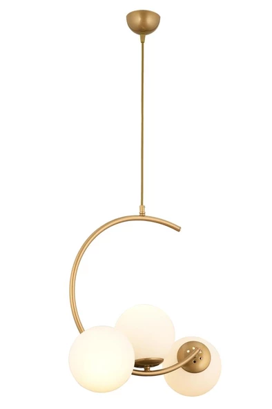 Apliqa Ladre 3Lü Beyaz Camlı Eskitme Boyalı Modern Sarkıt, MutfakYatak odası Salon Avize - Resim 2