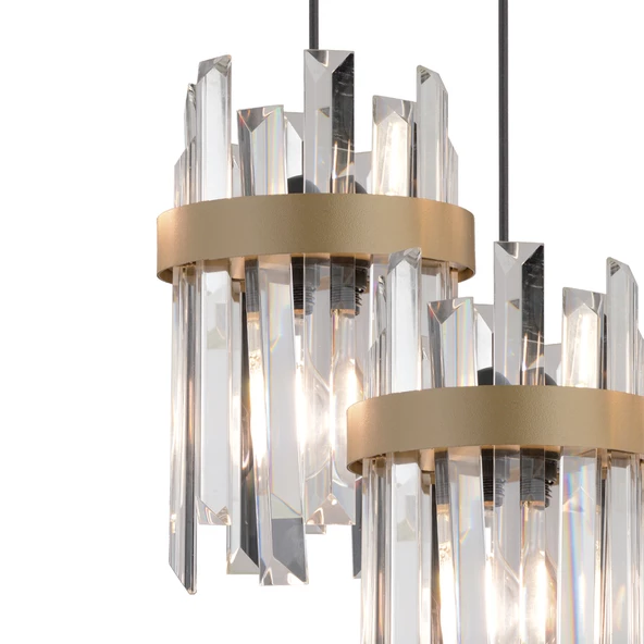 Apliqa Apatit 5'li Sıralı Siyah Eskitme Kristal Taşlı Modern Koridor Yatak Odası Salon Kristalli Avize - 4