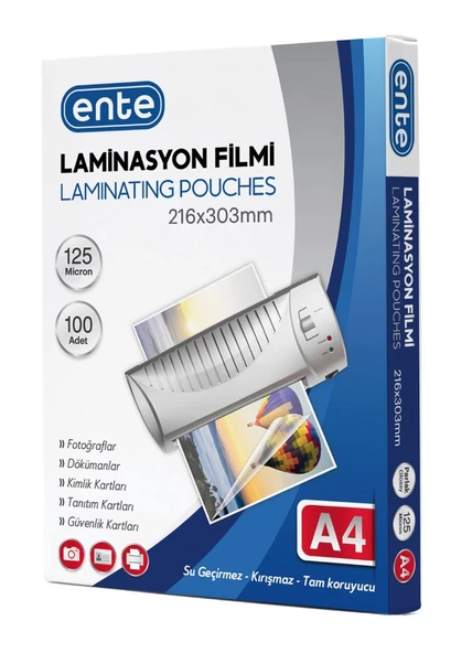 Ente Laminasyon Filmi A4 125Mic 100Lü