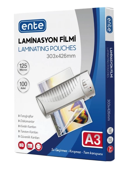 Ente Laminasyon Filmi A3 125Mic 100Lü