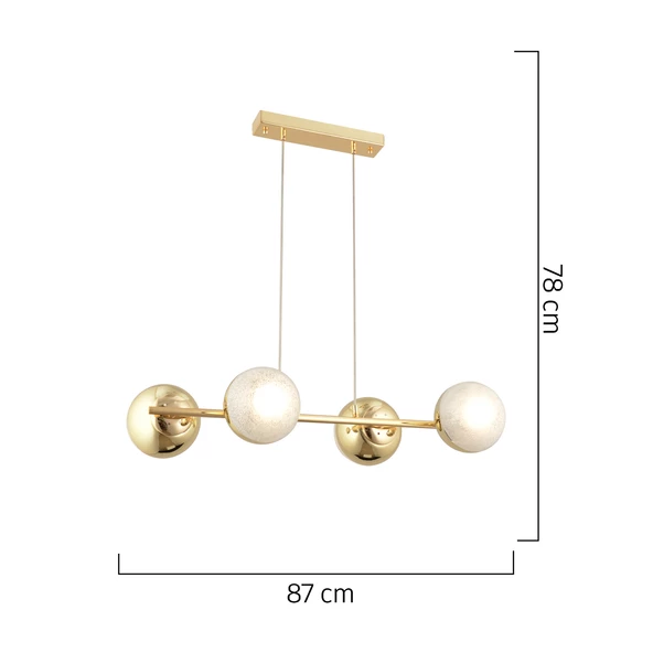 Apliqa BERCA 4LÜ GOLD AVİZE Modern Mutfak Yemek Masası Üstü Yatak odası Salon Avize - Resim 5