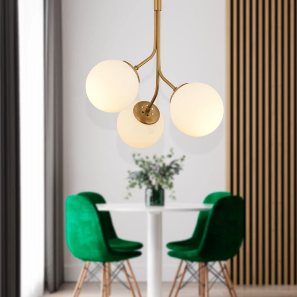 Apliqa Artel 3Lü Eskitme Top Avize Modern Sarkıt, Mutfak Yatak odası Salon Avize ürün görseli