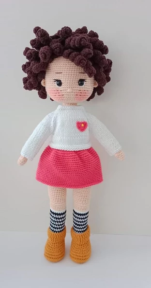 Bukle Saçlı Bebek Amigurumi Organik Oyuncak - 1