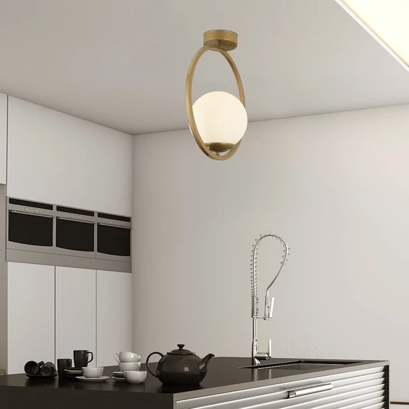 Apliqa Lifos Tekli Eskitme Boyalı Plafonyer Modern Mutfak Salon Avize