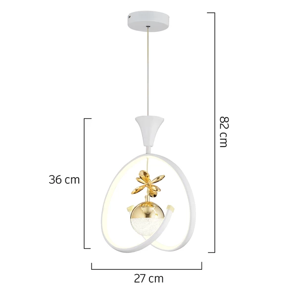 Mengü Tekli Beyaz Gold 3 Renkli 36 Watt Ledli Modern Oturma Odası, Koridor, Salon Led Avize - Resim 5