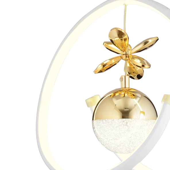 Mengü Tekli Beyaz Gold 3 Renkli 36 Watt Ledli Modern Oturma Odası, Koridor, Salon Led Avize - Resim 4