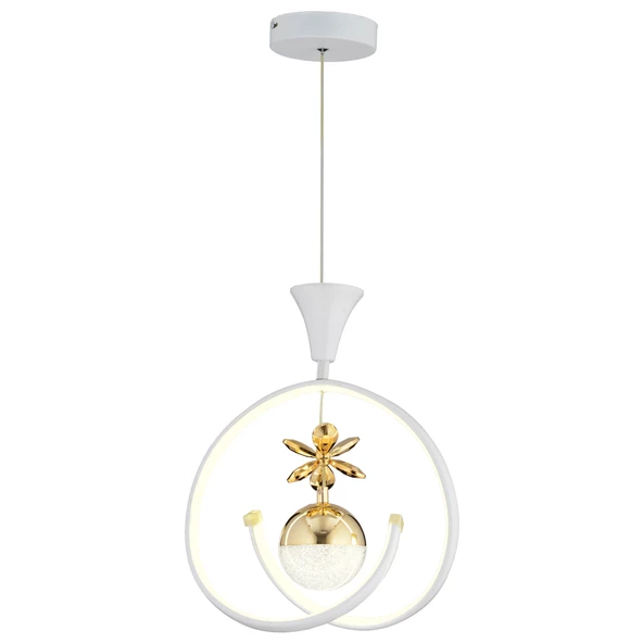 Mengü Tekli Beyaz Gold 3 Renkli 36 Watt Ledli Modern Oturma Odası, Koridor, Salon Led Avize - Resim 2