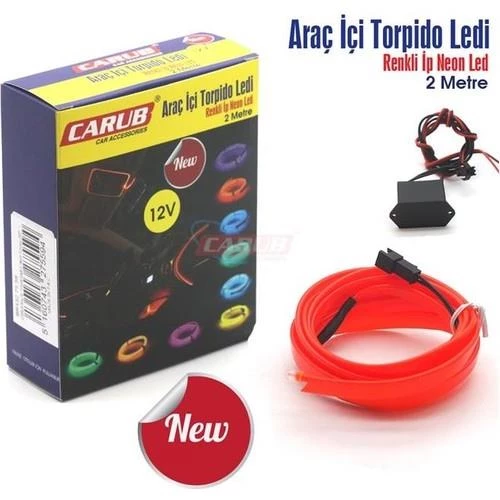 Carub Araç İçi Torpido Şerit Ledi Kırmızı, İp Neon, İp Led 2 MT - 7