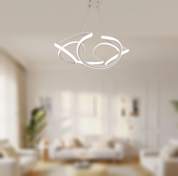 TT Aydınlatma TT307-40-BY  Helezon Modeli Mat Beyaz Led Avize - Resim 2