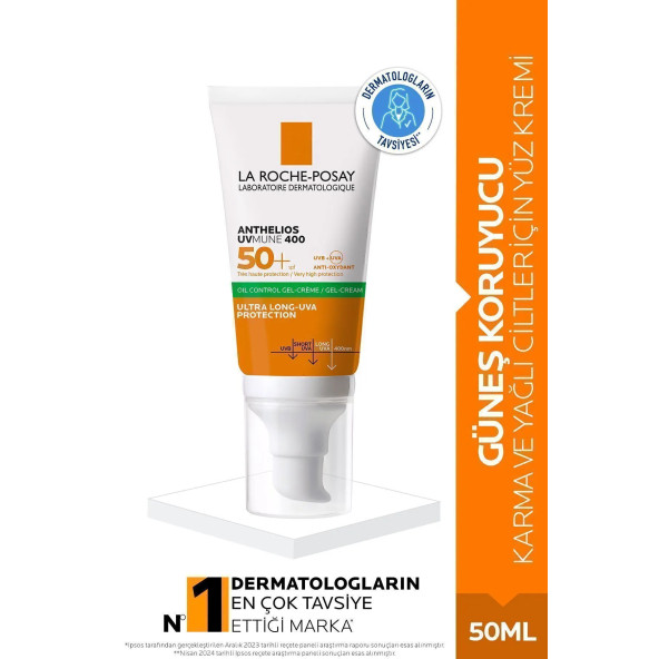 La Roche Posay Anthelios Oil Control Gel Cream Spf50+ Yağlı ve Karma Ciltler İçin Yüz Güneş Kremi 50ml - 2