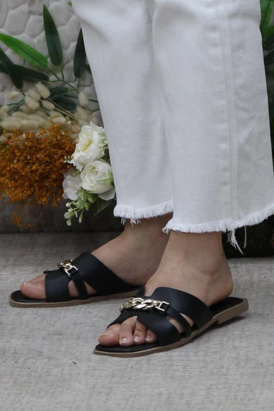 Fort 3565 Siyah Zarif Şık Günlük Terlik Ev Terliği Kadın Terlik - Resim 3