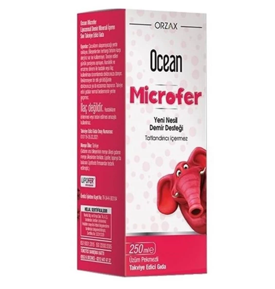 Orzax Ocean Microfer Lipozomal Demir Sıvı Takviye Edici Gıda 250 ml