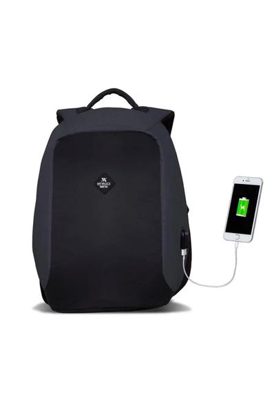 Smart Bag Secret Usb Şarj Girişli Akıllı Laptop Sırt Çantası Füme