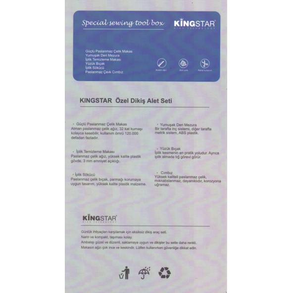 Kingstar Kutulu Dikiş Alet Seti - Resim 2