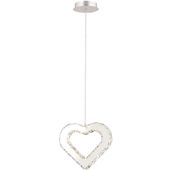 Apliqa Evin Kalp Krom Kaplamalı Kristalli Taşlı Modern Tasarım  Kristal  Salon Avize - Resim 2