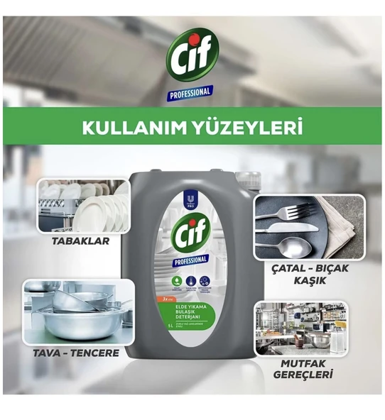 Cif Profesyonel Elde Yıkama Bulaşık Deterjanı 10 Lt (5 Lt x 2 Adet) - Resim 5
