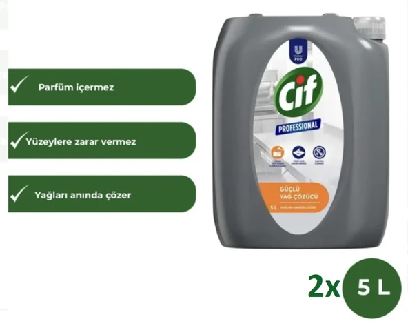 Cif Professional Güçlü Yağ Çözücü 10 L (5lt x 2 Adet) Domestos Professional Çamaşır Suyu 10 L (5lt x 2 Adet) - Resim 2