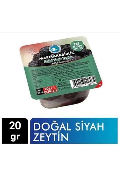 MarmaraBirlik Kahvaltılık Salamura Piknik Siyah Zeytin 20 Gram X 36 Adet