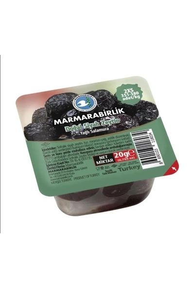 MarmaraBirlik Kahvaltılık Salamura Piknik Siyah Zeytin 20 Gram X 48 Adet - 2