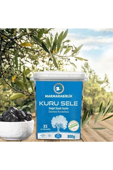 Kuru Sele Siyah Zeytin Hazır Kap 800 Gr. (XS)