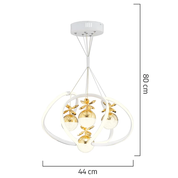Apliqa Balca 4'lü Beyaz Gold 3 Renkli 84 Watt Ledli Kelebek Led Avize Top Avize Modern Oturma Odası, Koridor, Salon Led Avize - 5