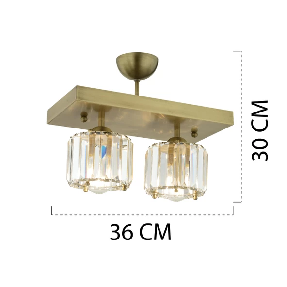 Apliqa Sabrina 2 Li Eskitme Plafonyer Kristalli Taşlı Modern Tasarım Kristal Salon Avize - 8
