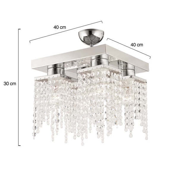 Apliqa Nikola 4Lü Krom Kristalli Taşlı Modern Tasarım Kristal Salon Avize - Resim 7