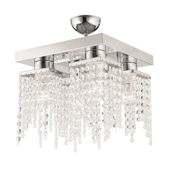 Apliqa Nikola 4Lü Krom Kristalli Taşlı Modern Tasarım Kristal Salon Avize - Resim 3