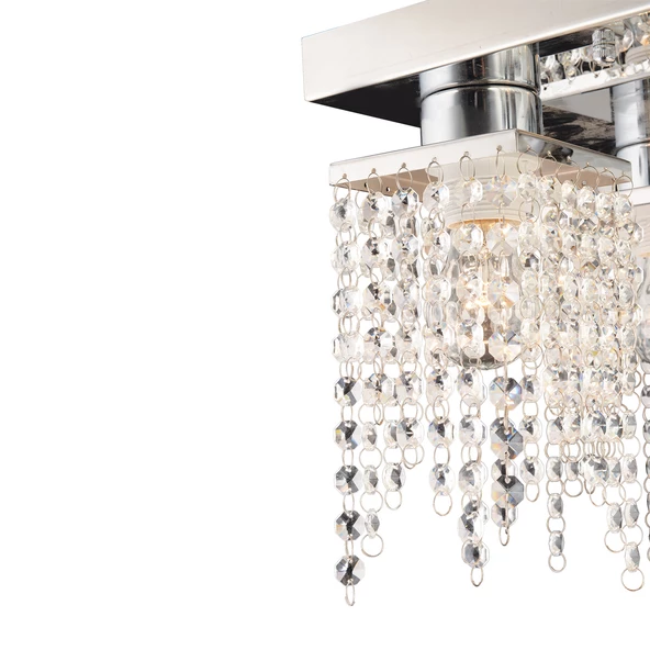 Apliqa Nikola 4Lü Krom Kristalli Taşlı Modern Tasarım Kristal Salon Avize - Resim 5