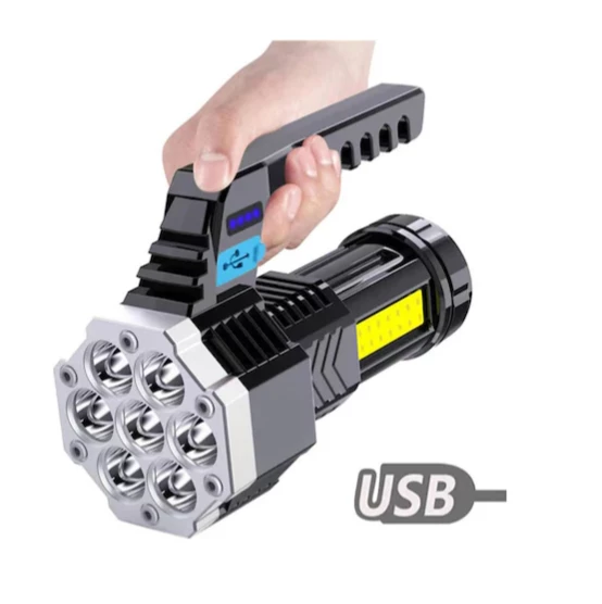 Yüksek Güç 7 Led El Fenerleri Usb Şarj Edilebilir Cob Yan Işık Abs Malzeme Dış Aydınlatma Meşale El Güçlü Flaş Işığı