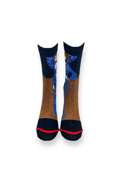 Me-vo Tekli Siyah Renkli Bay/Bayan Unisex Esnek Nem Alabilen Pamuklu Sanatsal Soket Çorap - Resim 3