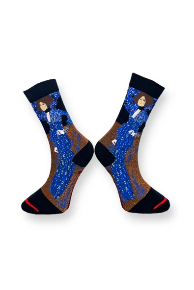 Me-vo Tekli Siyah Renkli Bay/Bayan Unisex Esnek Nem Alabilen Pamuklu Sanatsal Soket Çorap - Resim 2