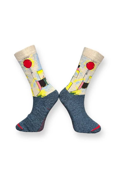 Me-vo Tekli Lacivert Renkli Bay/Bayan Unisex Esnek Nem Alabilen Pamuklu Manzara Desenli Soket Çorap - Resim 2