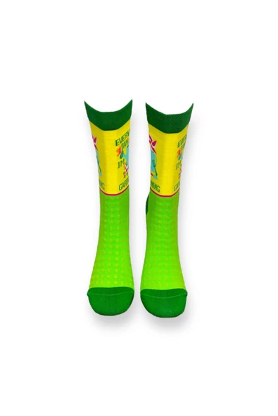 Me-vo Tekli Yeşil Renkli Bay/Bayan Unisex Esnek Nem Alabilen Pamuklu Gardener Yazılı Soket Çorap - Resim 3