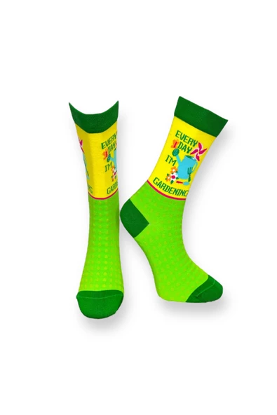 Me-vo Tekli Yeşil Renkli Bay/Bayan Unisex Esnek Nem Alabilen Pamuklu Gardener Yazılı Soket Çorap ürün görseli
