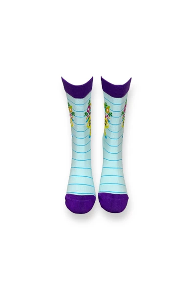 Me-vo Tekli Açık Mavi Renkli Bay/Bayan Unisex Esnek Nem Alabilen Pamuklu Best Mom Yazılı Soket Çorap - Resim 3